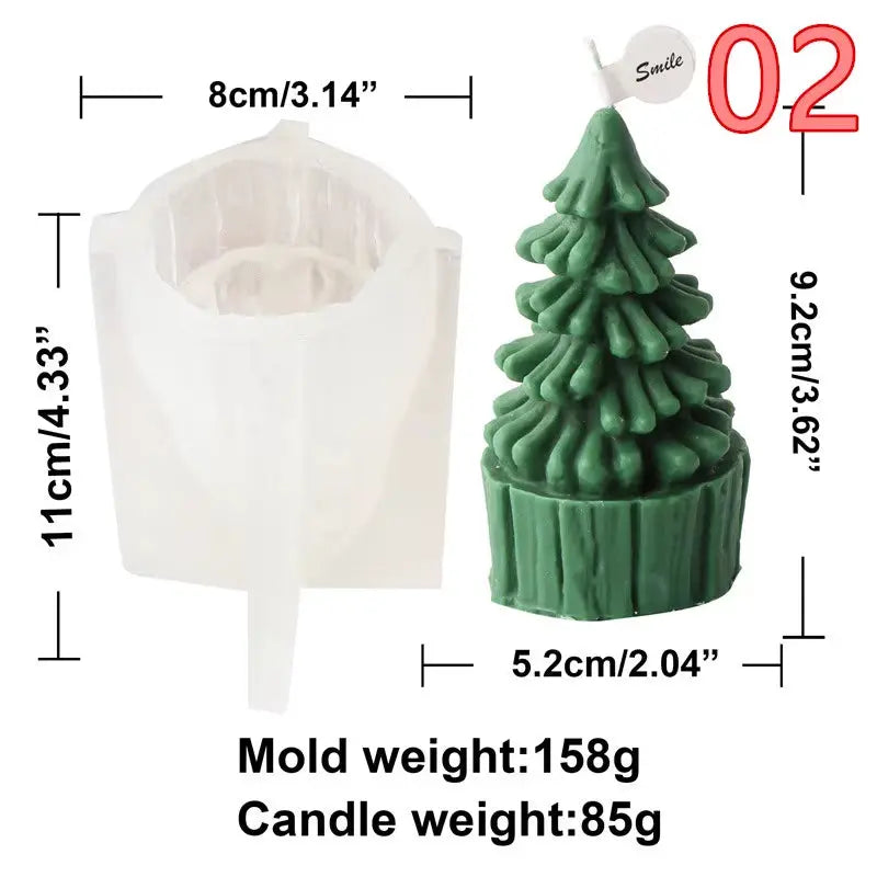 Christmas Tree Candle Mold Pine Cone Small and Large Pillar Taper Silicone Resin Mould Dinner Home Decor Gifts Wax