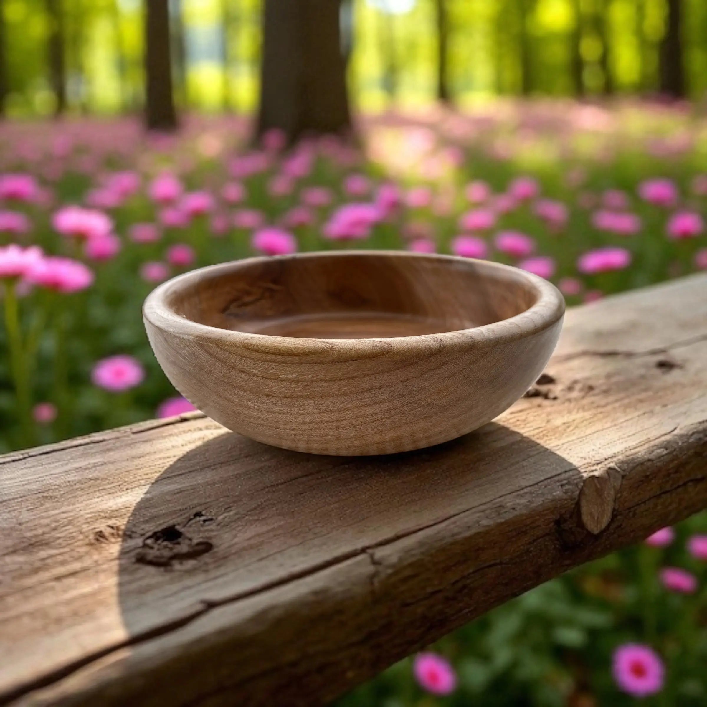 🪵 Hånddreid Bolle i Naturlig Tre – Ø 17 cm Epoxy-Crafts