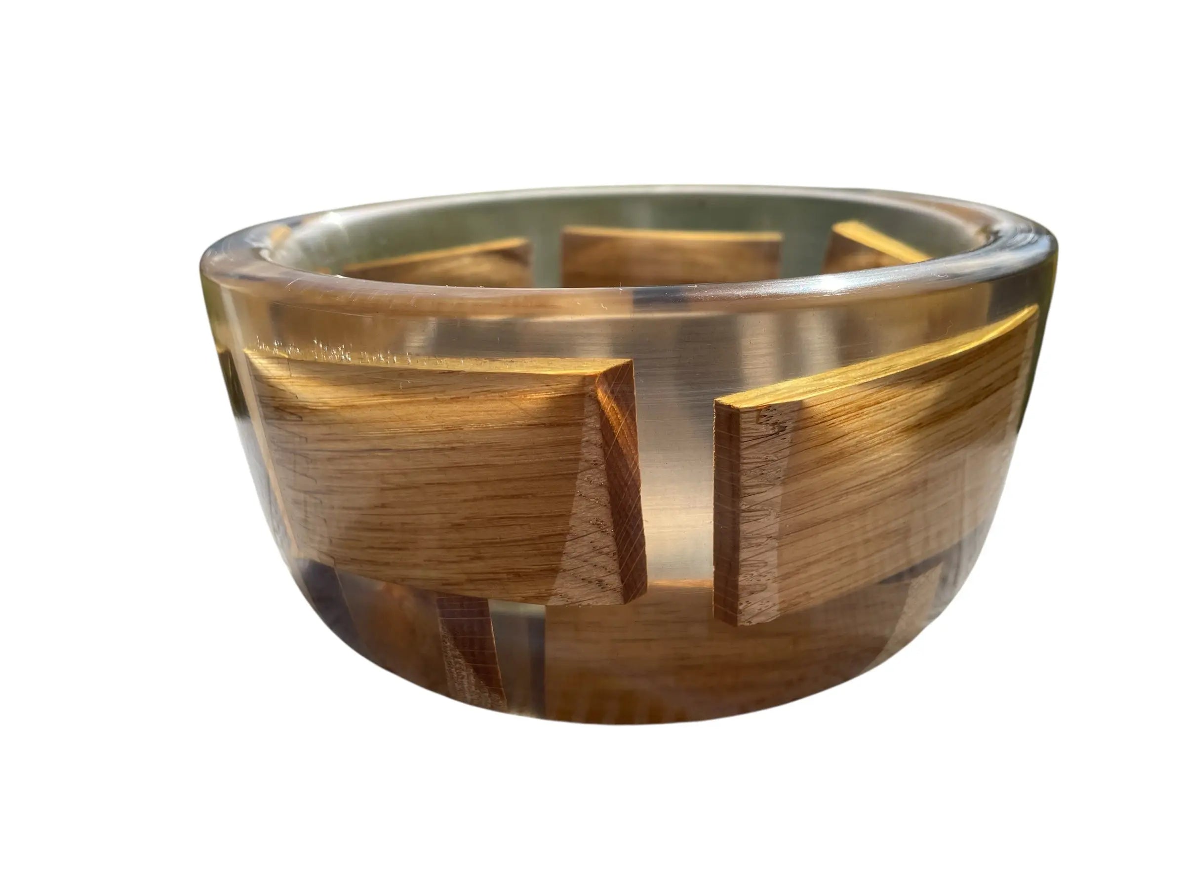 Håndlaget bolle i gjennomsiktig sort epoxy og eik – 18 cm Epoxy-Crafts