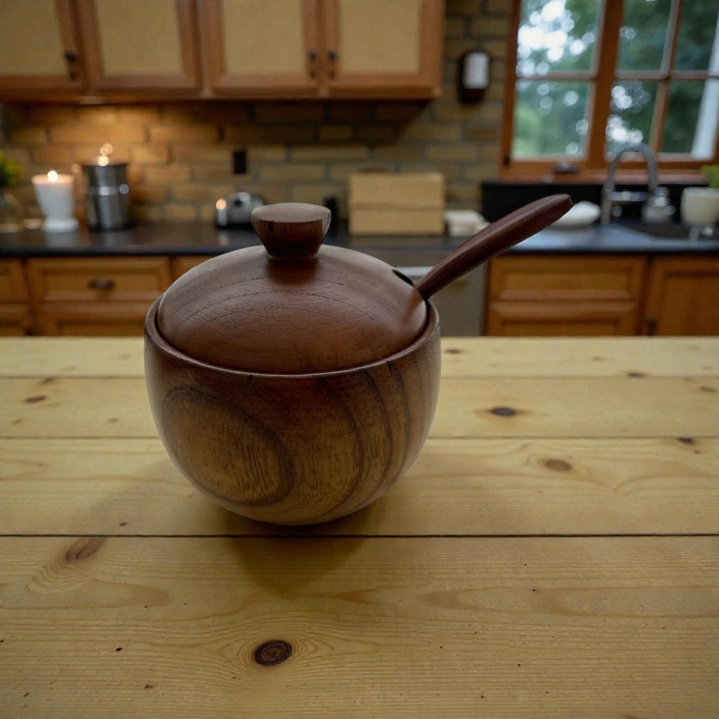 🌿 Salt- og Krydder krukke i Tre – Med Lokk og Skje! 🌿 Epoxy-Crafts