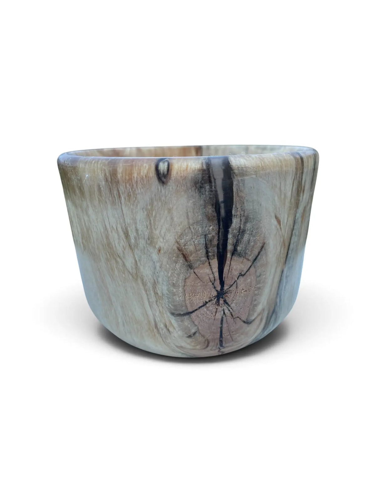 Håndreid krukke i surnet bjørk og sort epoxy – Ø12 cm Epoxy-Crafts