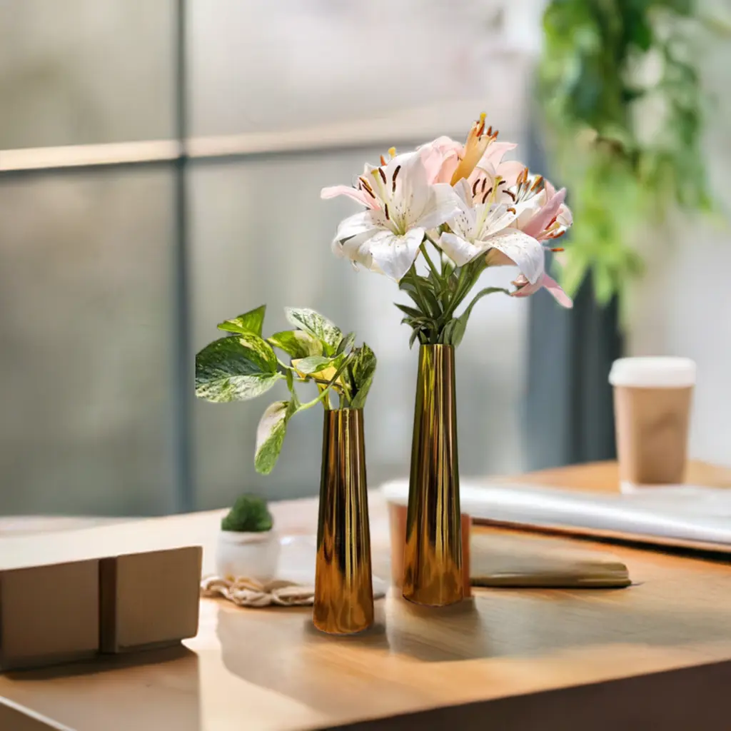 Handmade Iron Vases – Gold Finish Kalaa